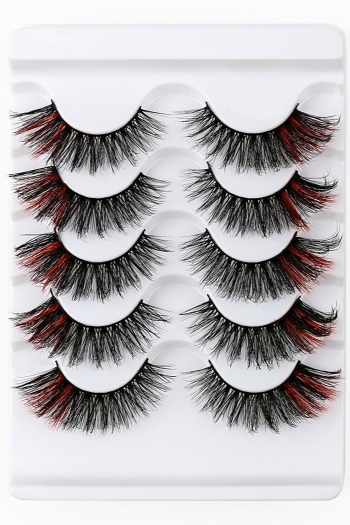 five pair fashion thick natural roll reusable multicolor synthetic false lashes (length:14mm)