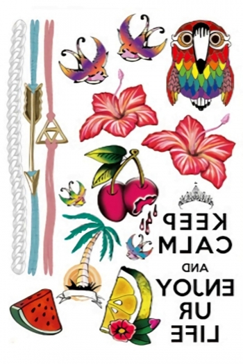 Multicolor flower animal letter tattoo sticker(size:148*210mm)*2