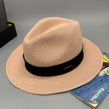 one pc summer solid color sunshade folding ajustable beach jazz straw hat 55-58cm