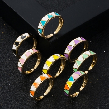 one pc geometry dripping oil contrast color simple ajustable ring (diameter:2cm)