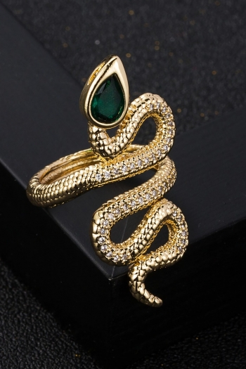 one pc geometry rhinestone decorate metal snake shape hip hop ajustable ring (diameter:2cm)