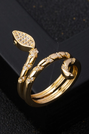 one pc geometry rhinestone decorate metal snake shape hip hop ajustable round ring (diameter:2cm)