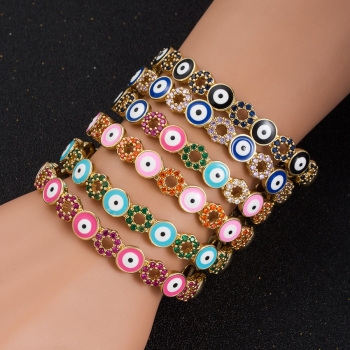 one pc fashion evil eye shape dripping oil rhinestone bracelet(diameter:5.5cm)