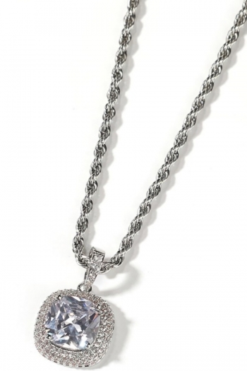 one pc new hip hop geometry rhinestone metal twist necklace (pendant size:1.8*2.9cm)