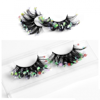 one pair fashion multi layer colorful luminous synthetic false lashes (length:22mm)