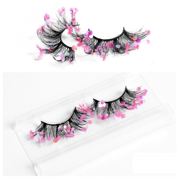 one pair fashion multi layer luminous colorful synthetic false lashes (length:22mm)