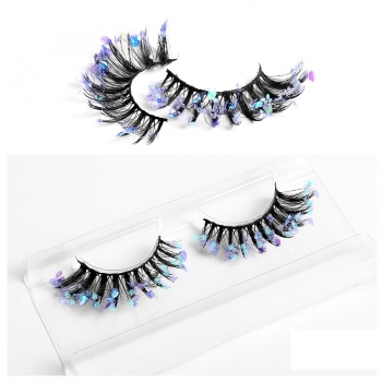 one pair fashion multi layer colorful luminous synthetic false lashes (length:15mm)