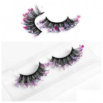 one pair fashion multi layer colorful luminous synthetic false lashes (length:16mm)