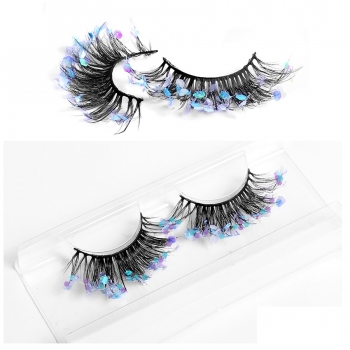one pair fashion multi layer colorful luminous synthetic false lashes (length:17mm)