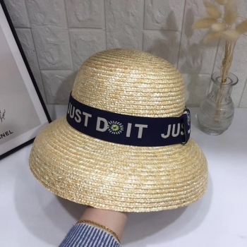 One pc new summer letter webbing simple beach sunscreen ajustable bucket straw hat