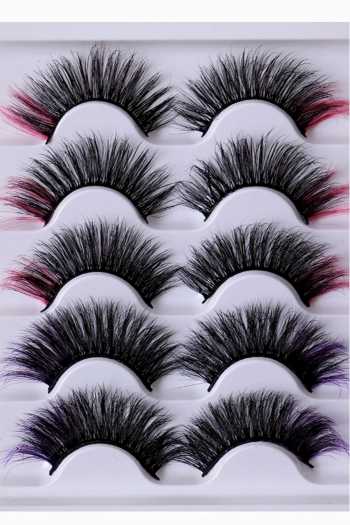 five pair fashion colorful multi layer thick contrasting colors synthetic false lashes (length:35mm)