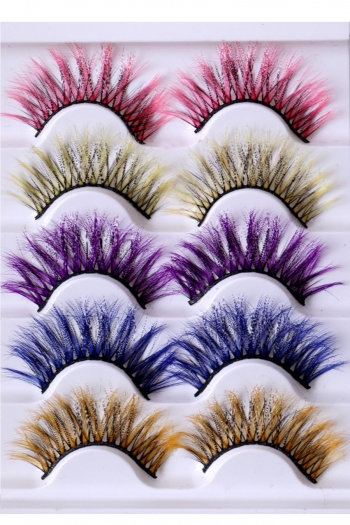 five pair fashion colorful multi layer cross contrasting colors synthetic false lashes (length:20mm)