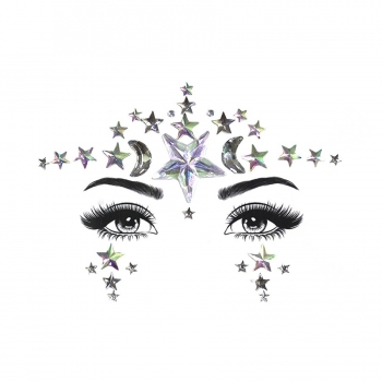one pc new fashion geometry stars moon rhinestone face sticker(size:125*165mm)#3#