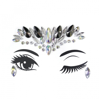 one pc new fashion geometry dots water droplets canthus rhinestone face stickers#3#