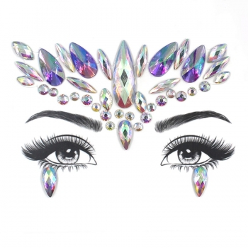 One pc new fashion geometry dots canthus water droplets rhinestone face stickers