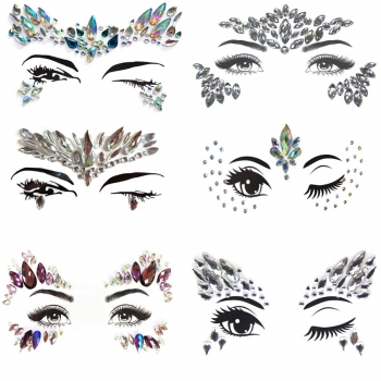 one pc new fashion multi-type geometry dots canthus water droplets rhinestone face stickers#1#