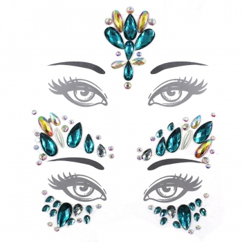 one pc new fashion 2 combinations geometry water droplets dots rhinestone face stickers
