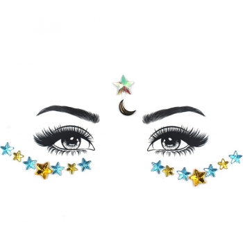One pc new eco-friendly resin acrylic stars moon geometry canthus face stickers