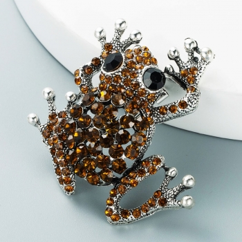 one pc stylish cute alloy rhinestone frog brooch