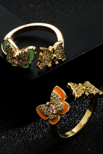 one pc copper simple zircon adjustable butterfly ring