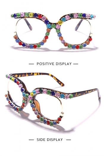 one pc new personality multicolor rhinestone six colors clear lens stylish frame sunglasses