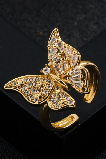 one pc geometric rhinestone copper adjustable butterfly lovely ring