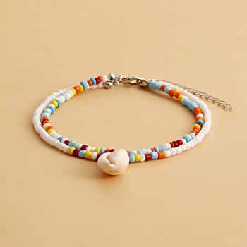 one pc two layer bohemian style cute stylish colorful seashell beach anklet(mixed length)