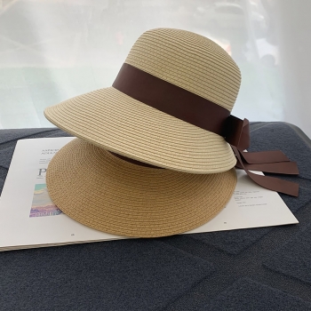one pc summer fashion cute bow weave seaside beach ajustable straw hat 56-58cm