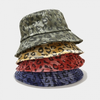 spring and summer new 4 colors leopard printing seaside vacation ajustable outdoor bucket hat 56-58cm