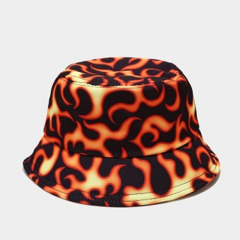Spring and summer new flame batch printing ajustable outdoor bucket hat