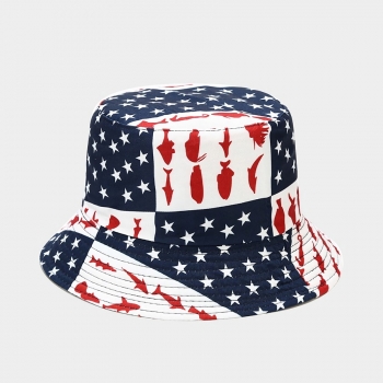 spring and summer new stars sea animals batch printing ajustable outdoor bucket hat