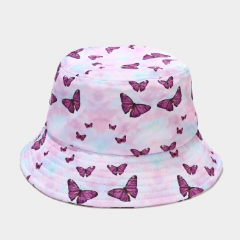 spring and summer new butterfly batch printing ajustable outdoor bucket hat 56-58cm