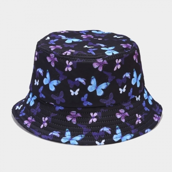 Spring and summer new colorful butterfly batch printing ajustable outdoor bucket hat 56-58cm