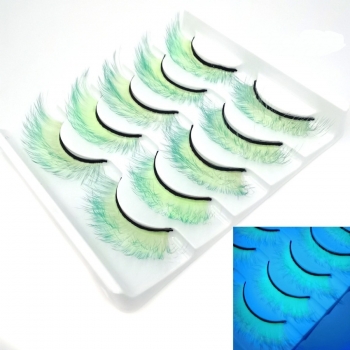 five pair fashion colorful multilayer fluorescence synthetic false lashes (length:17-20mm)
