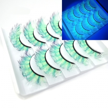 five pair fashion colorful multilayer curly fluorescence synthetic false lashes (length:17-20mm)
