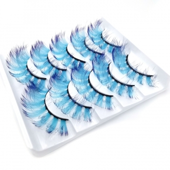 five pair fashion gradient colorful curly multilayer synthetic false lashes (length:17-20mm)
