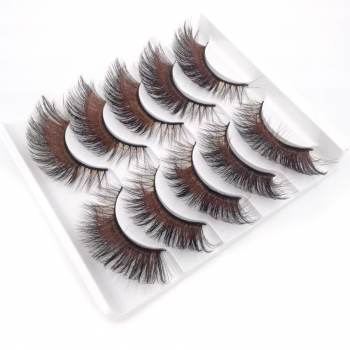 five pair fashion contrasting colors curly synthetic false lashes (length:17-20mm)