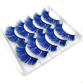 five pair fashion contrasting colors synthetic false lashes (length:17-20mm)