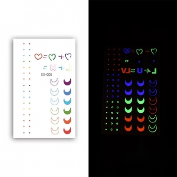 One pc new fashion heart shape & dots & letter pattern waterproof luminous disposable tattoo stickers(size:75mm*120mm)