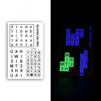 One pc new fashion letter pattern waterproof luminous disposable tattoo stickers(size:75mm*120mm)