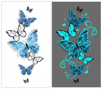 one pc new blue luminous waterproof butterfly tattoo stickers(size:105*60mm)