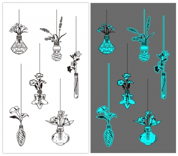 one pc new blue luminous waterproof flower hanging basket tattoo stickers(size:105*60mm)