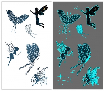 one pc new blue luminous waterproof butterfly elf tattoo stickers(size:105*60mm)