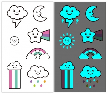 one pc new blue luminous waterproof weather clouds tattoo stickers(size:105*60mm)