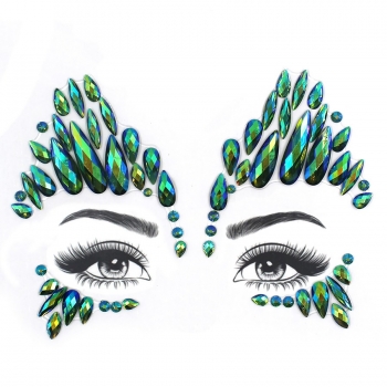 one pc new fashion multilayer geometry water droplets dots combination rhinestone face stickers#1#