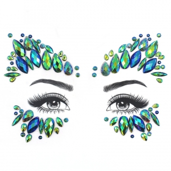 one pc new fashion multilayer geometry water droplets dots combination rhinestone face stickers#3#