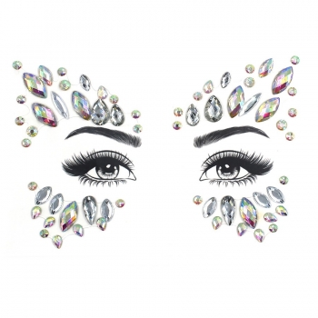 One pc new fashion multilayer geometry water droplets dots combination rhinestone face stickers#5#