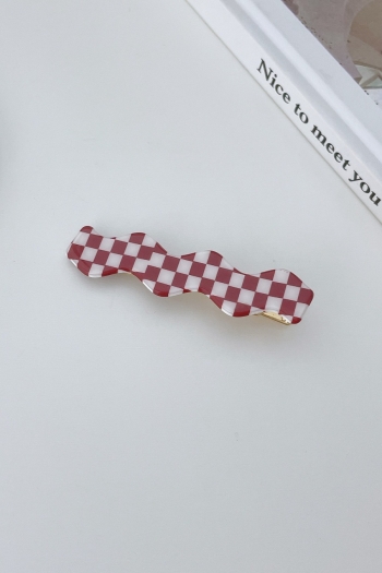 One pc new simple check series wave shape hairpin(size:6.5cm*1.6cm)