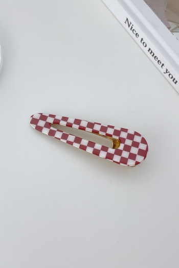 One pc new simple check series water droplets shape hairpin(size:6.9cm*2.1cm)