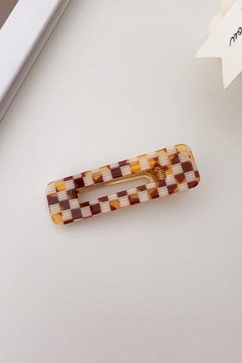 One pc new simple check series acetate square hollow hair clip(size:6.3cm*1.9cm)